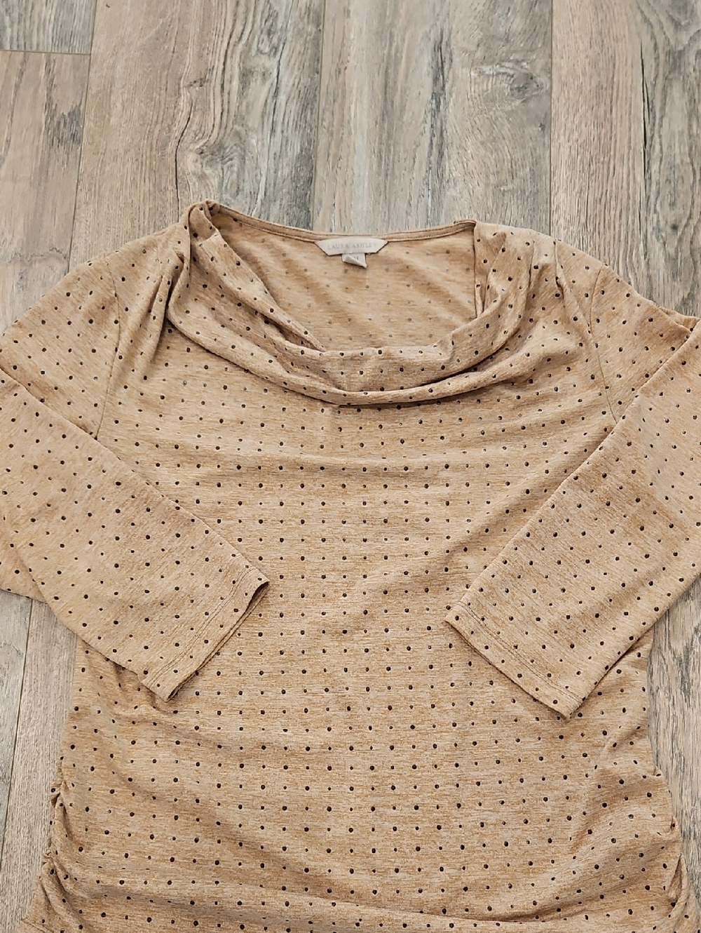 Laura Ashley Women’s Cowl Neck Studded Quarter Sleeve Beige And Cream